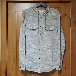 ⬇️Univibe Mens Hooded Button Down Knit Shirt
